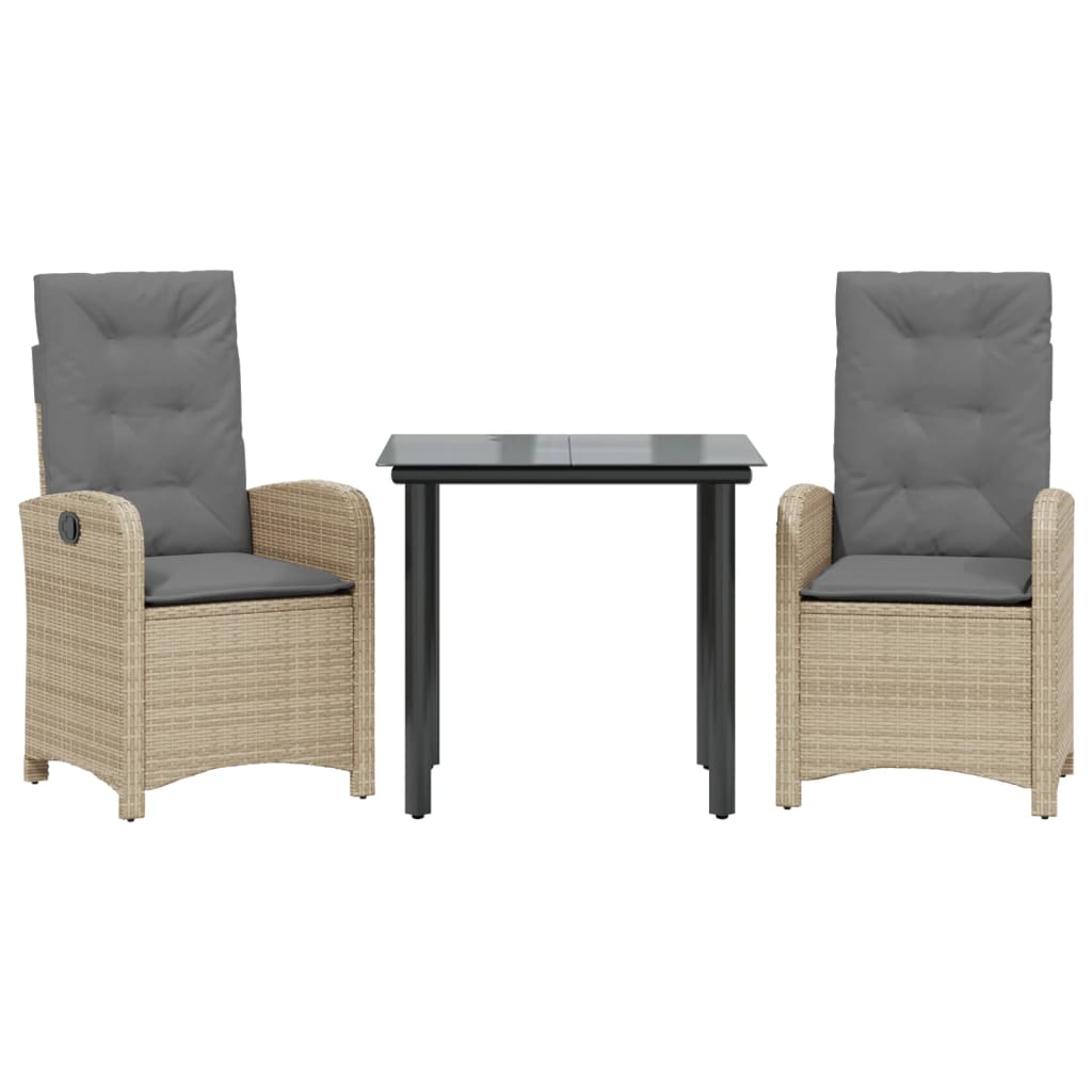 Spisebordssæt Til Haven 7 Dele Med Hynder Polyrattan Beige