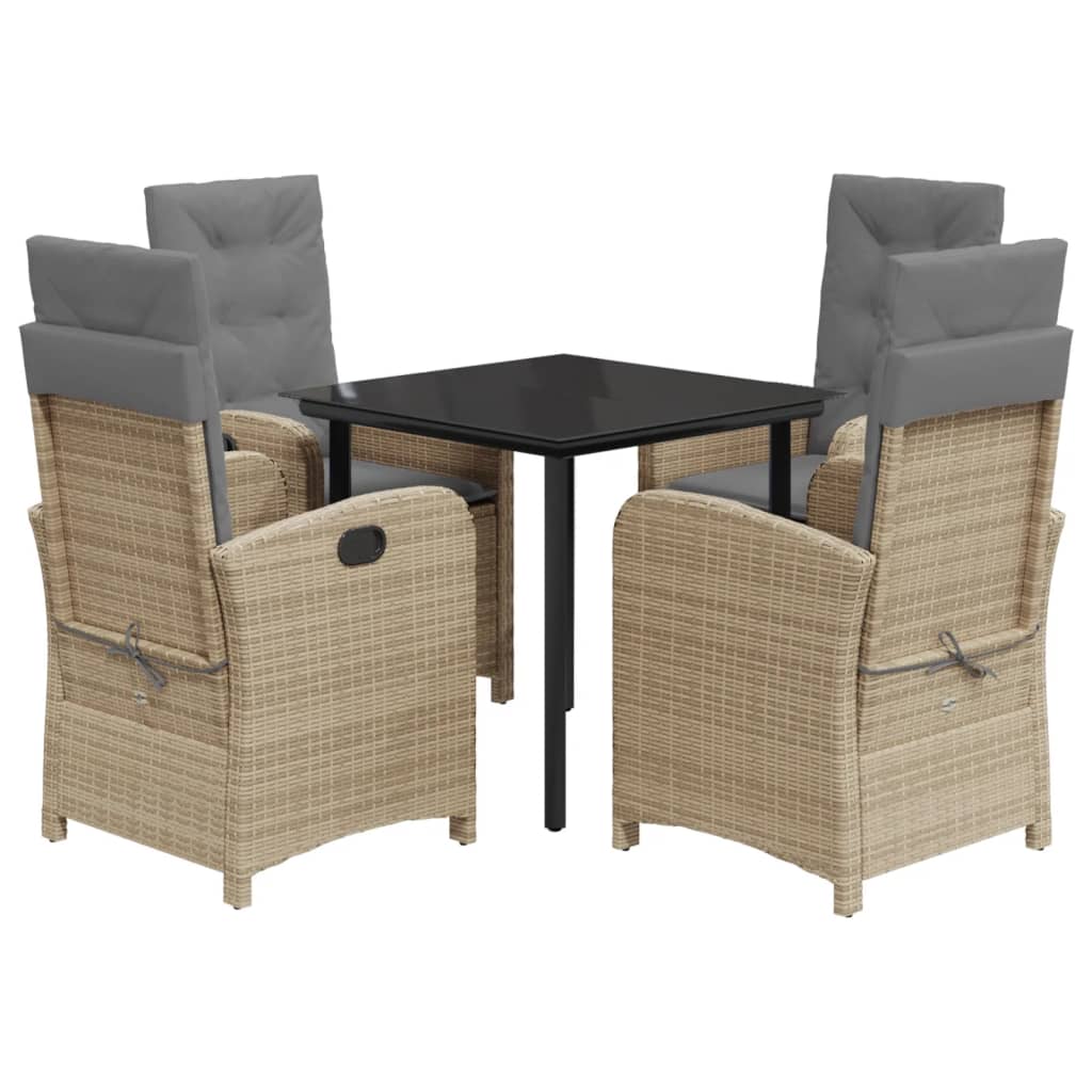 Spisebordssæt Til Haven 7 Dele Med Hynder Polyrattan Beige