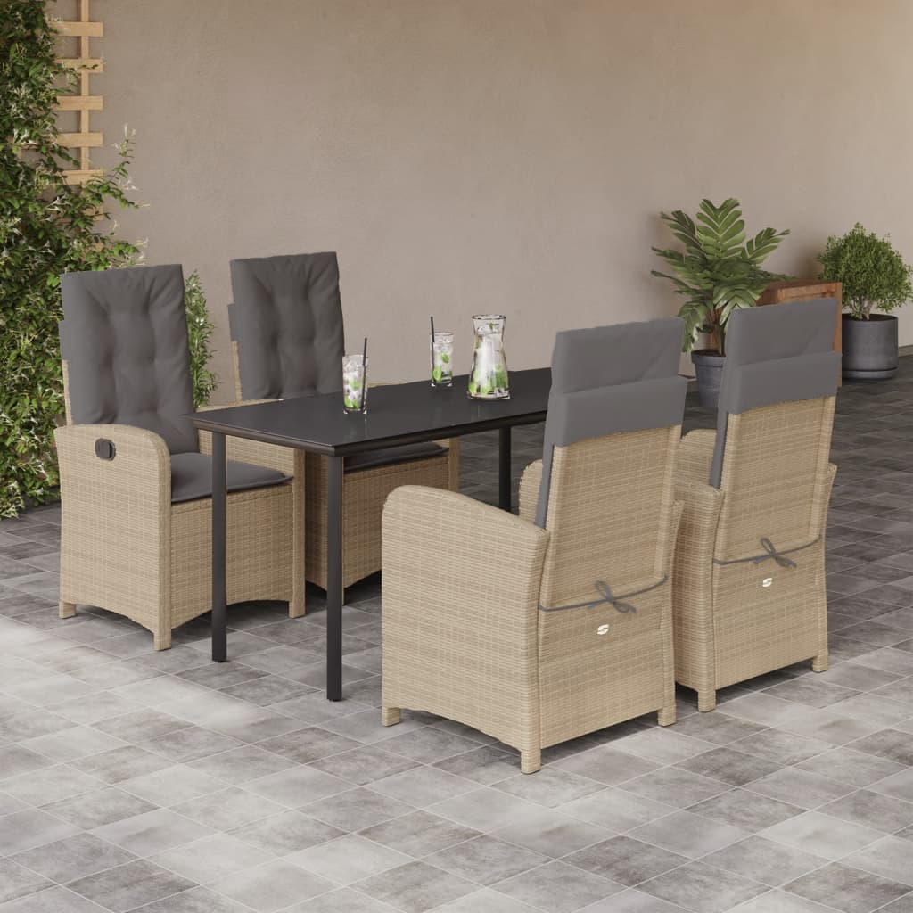 Spisebordssæt Til Haven 7 Dele Med Hynder Polyrattan Beige