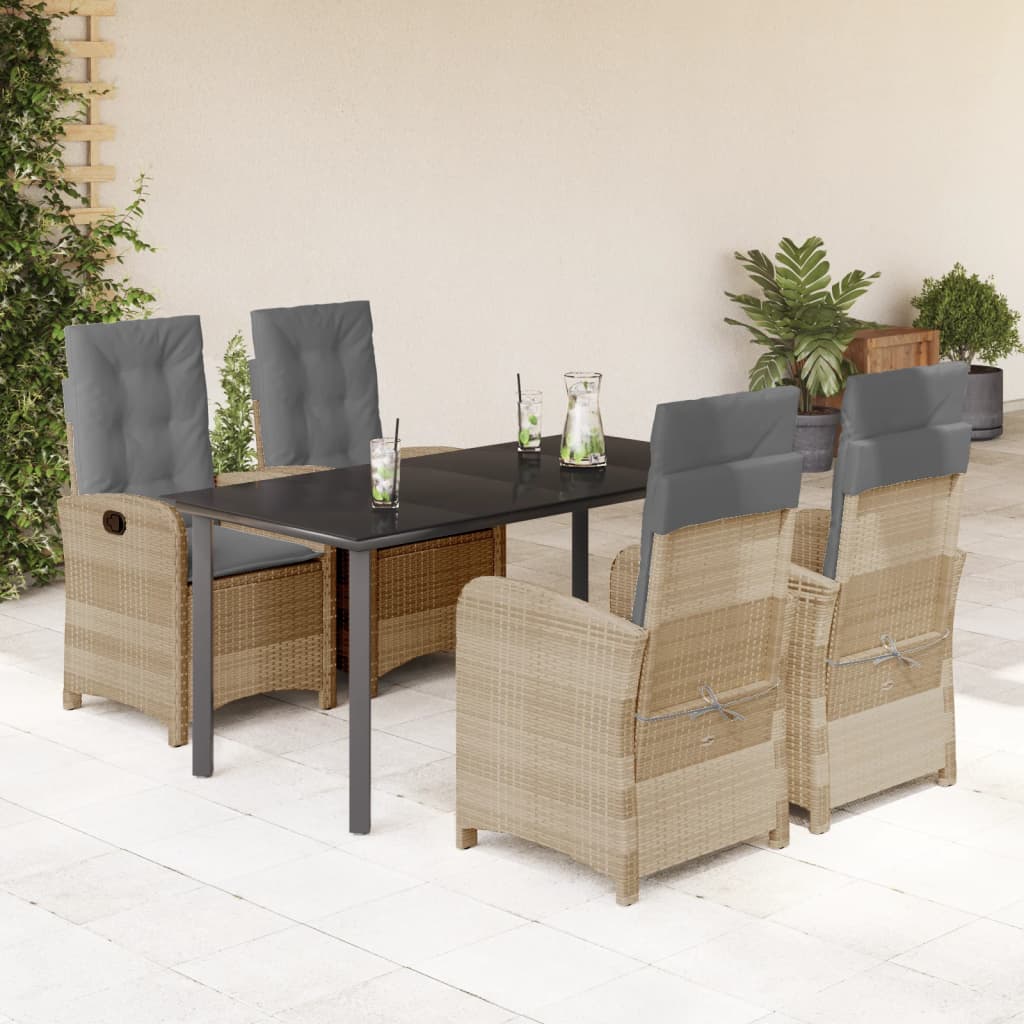 Spisebordssæt Til Haven 7 Dele Med Hynder Polyrattan Beige