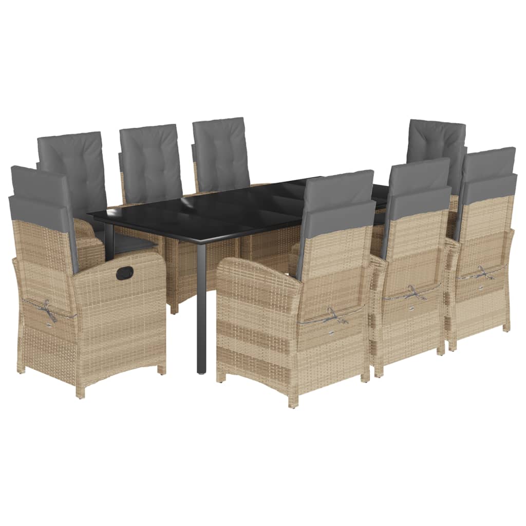 Spisebordssæt Til Haven 7 Dele Med Hynder Polyrattan Beige
