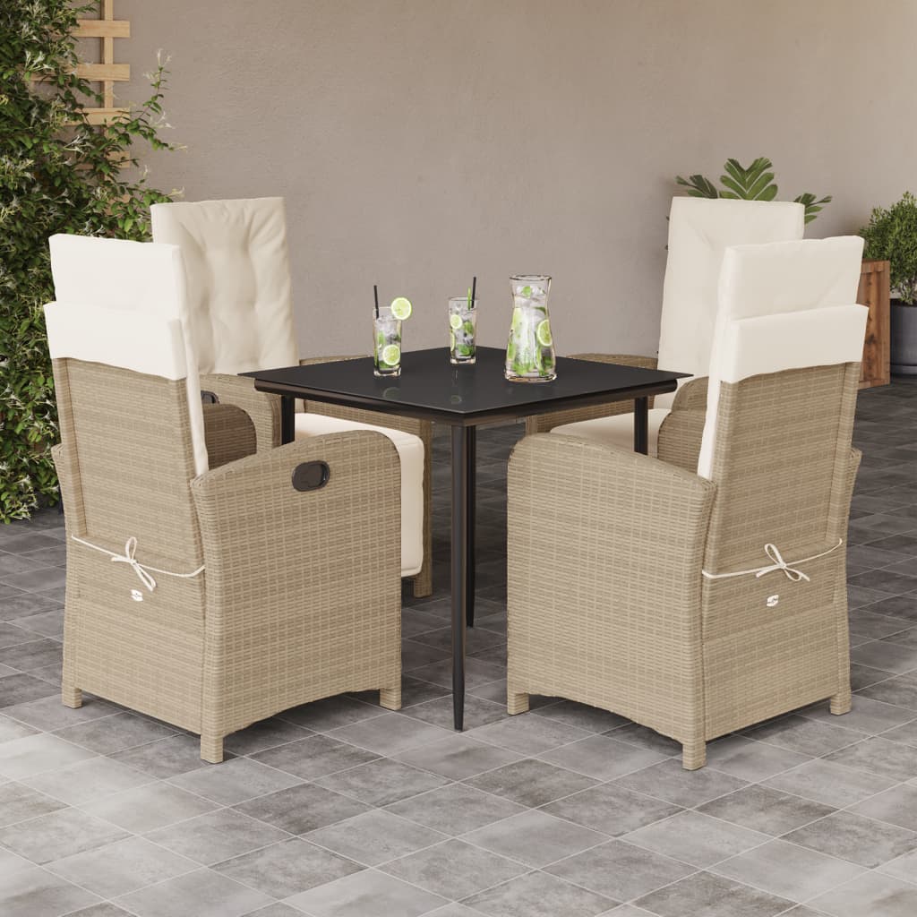 Bistrosæt til Haven 3 Dele med Hynder Polyrattan Beige