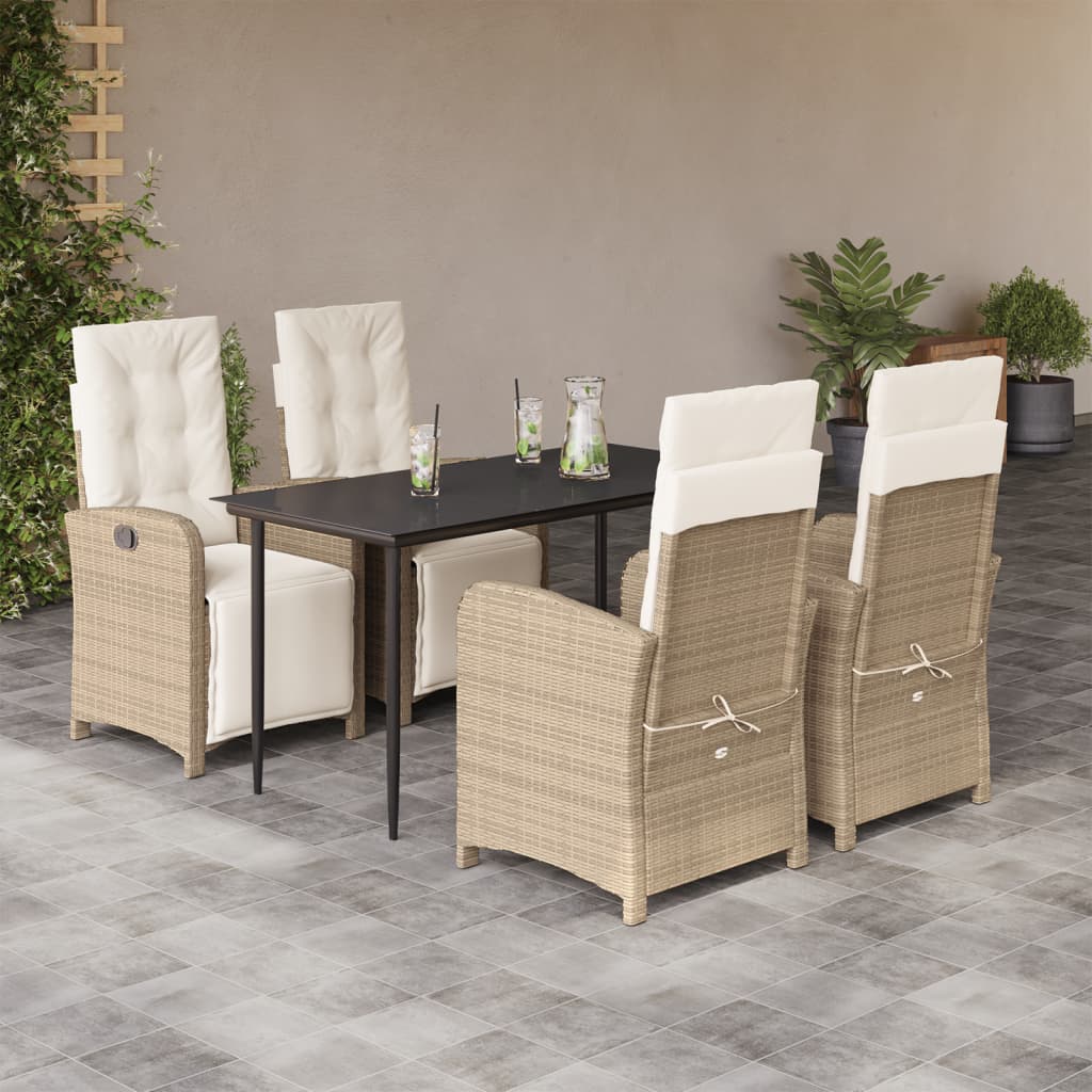 Bistrosæt til Haven 3 Dele med Hynder Polyrattan Beige