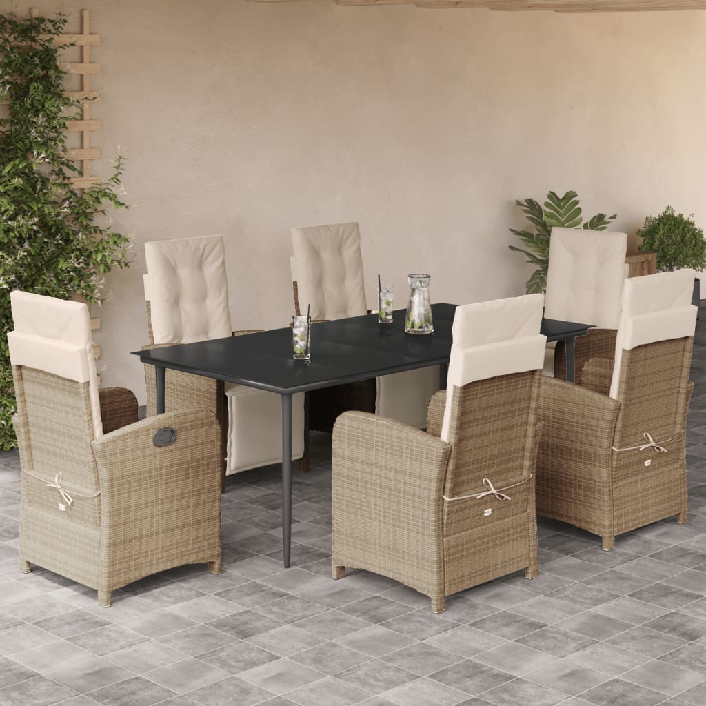 Bistrosæt til Haven 3 Dele med Hynder Polyrattan Beige