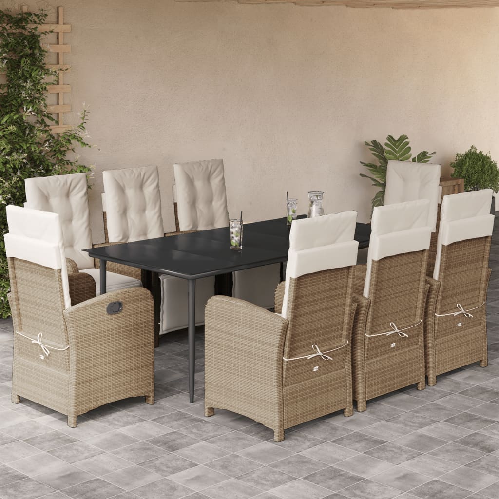 Bistrosæt til Haven 3 Dele med Hynder Polyrattan Beige
