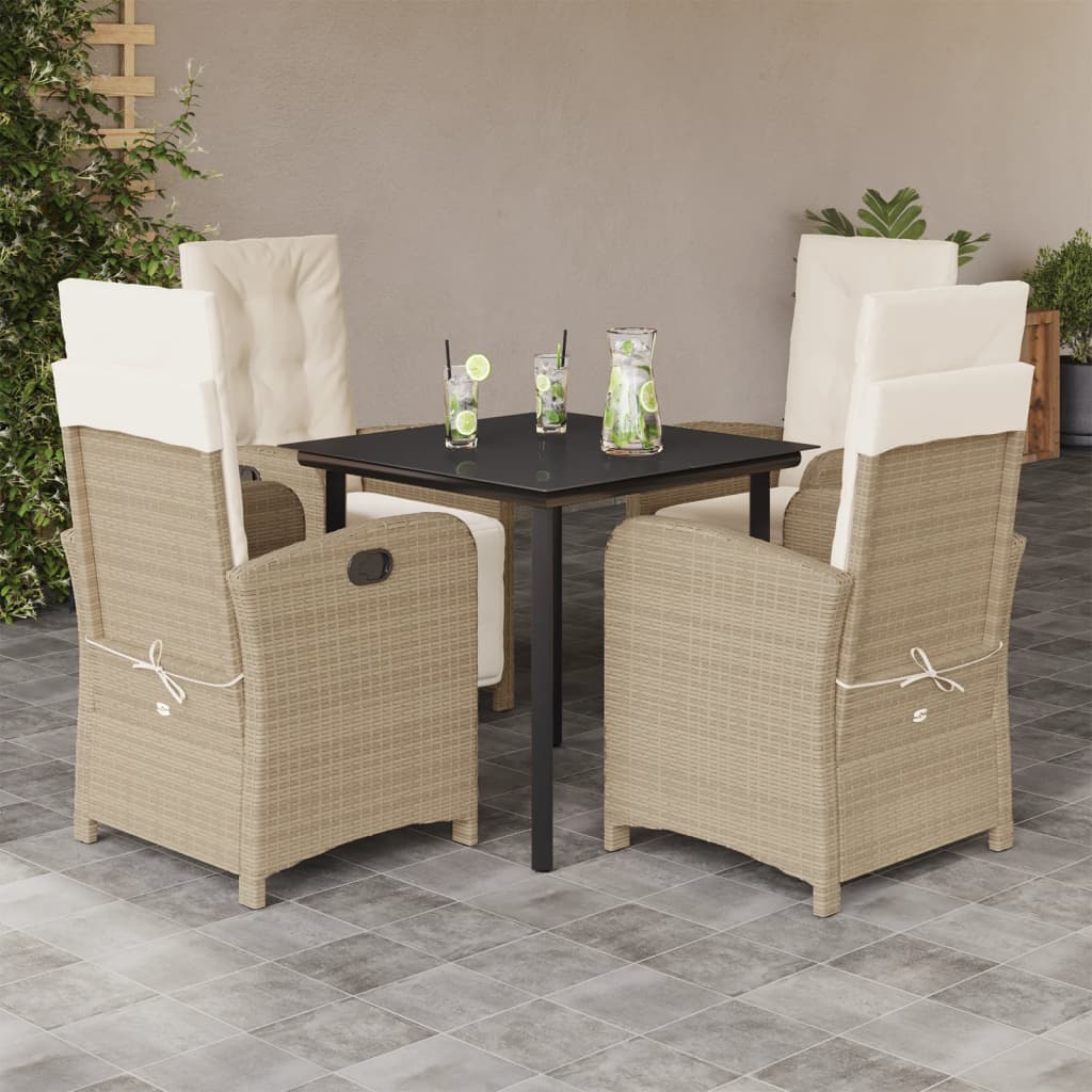 Bistrosæt til Haven 3 Dele med Hynder Polyrattan Beige