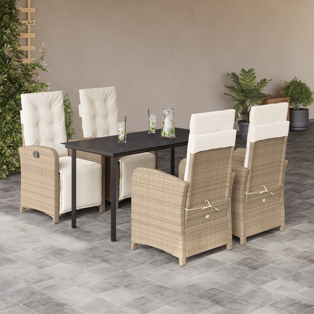 Bistrosæt til Haven 3 Dele med Hynder Polyrattan Beige