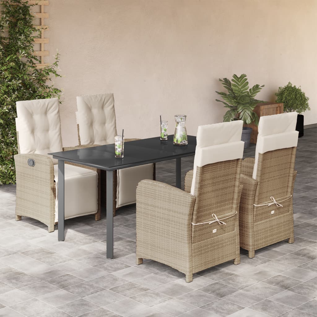 Bistrosæt til Haven 3 Dele med Hynder Polyrattan Beige