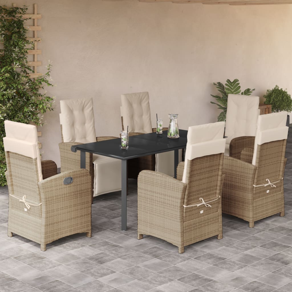 Bistrosæt til Haven 3 Dele med Hynder Polyrattan Beige