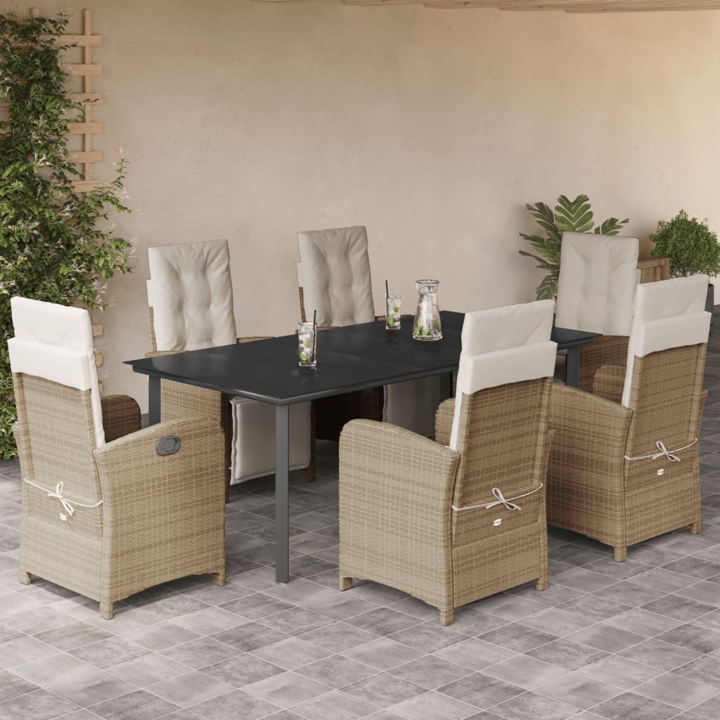 Bistrosæt til Haven 3 Dele med Hynder Polyrattan Beige
