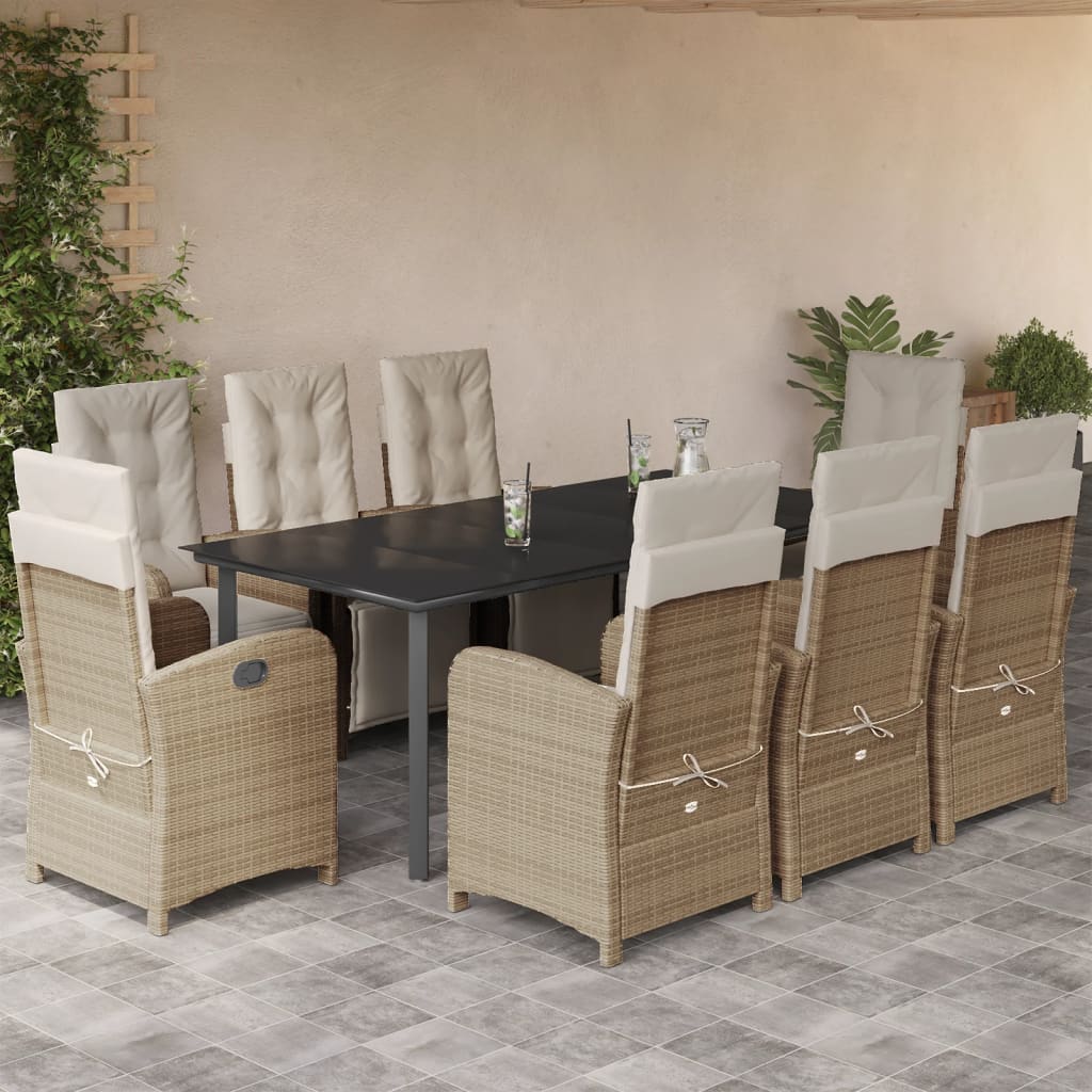 Bistrosæt til Haven 3 Dele med Hynder Polyrattan Beige