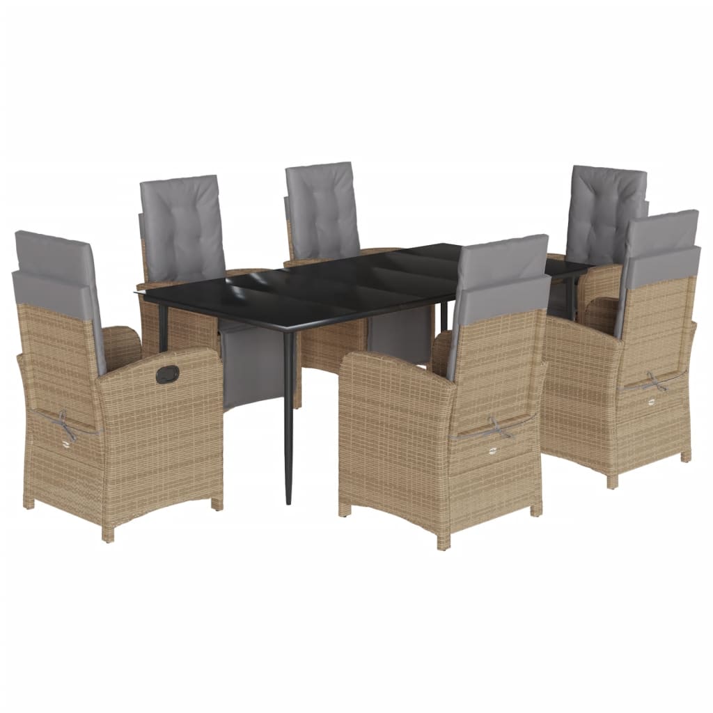 Spisebordssæt Til Haven 5 Dele Med Hynder Polyrattan Beige