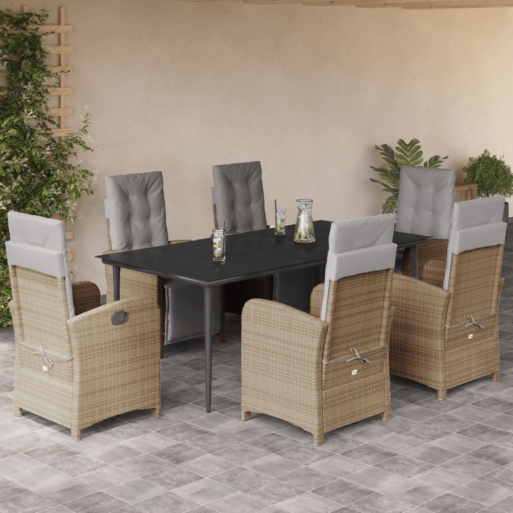 Spisebordssæt Til Haven 5 Dele Med Hynder Polyrattan Beige