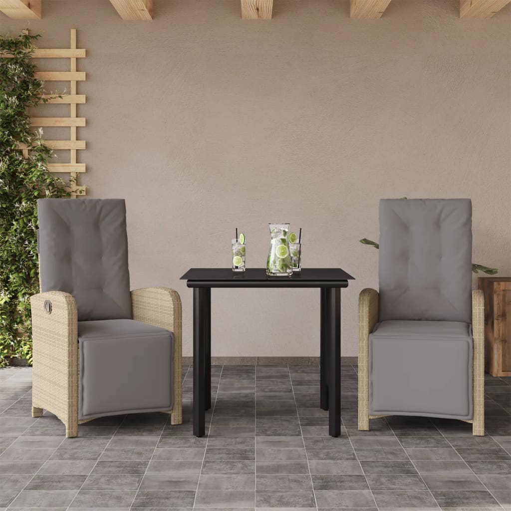 Spisebordssæt Til Haven 5 Dele Med Hynder Polyrattan Beige