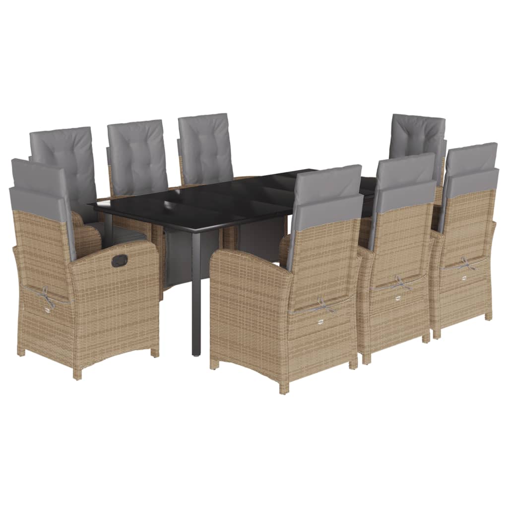 Spisebordssæt Til Haven 5 Dele Med Hynder Polyrattan Beige