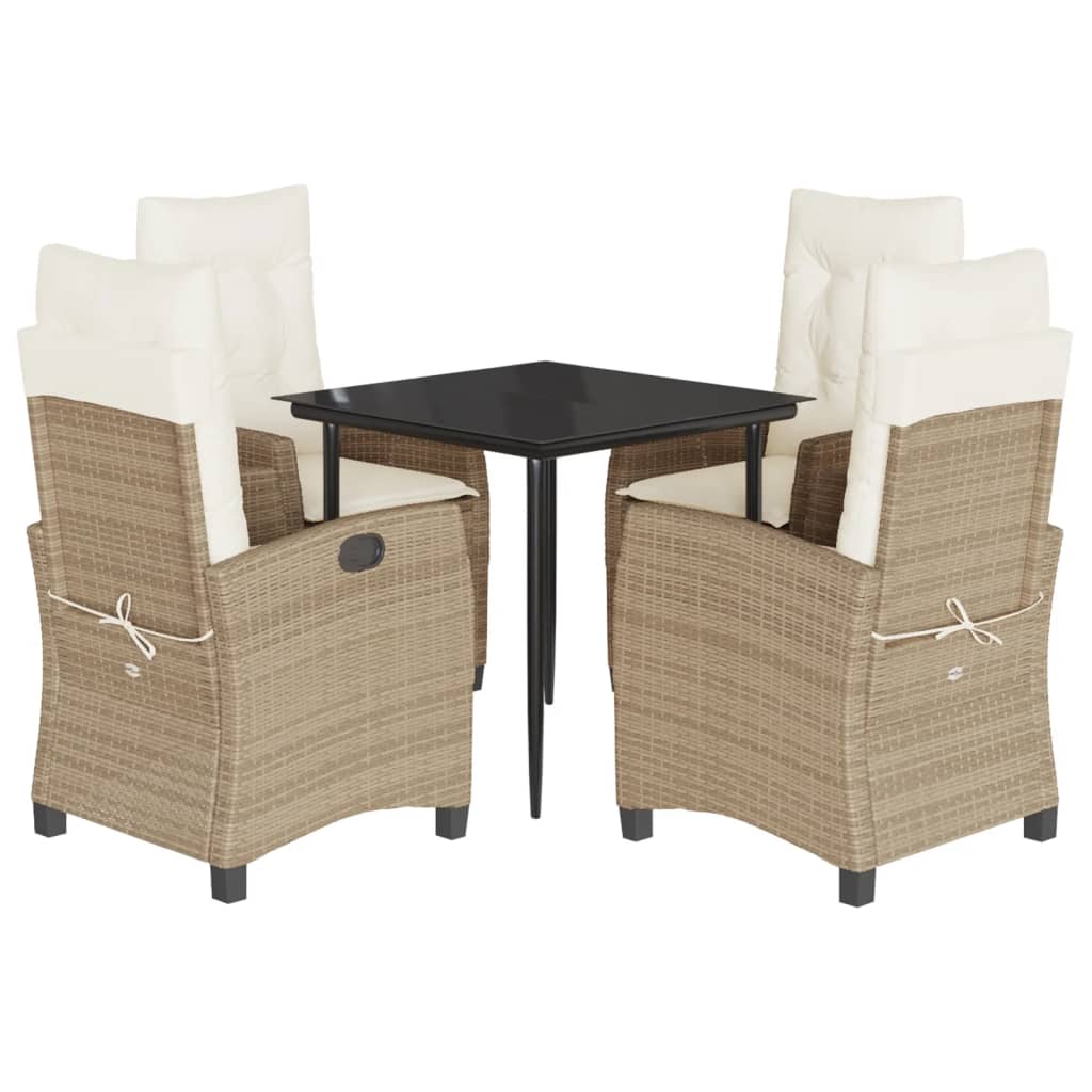 Spisebordssæt Til Haven 9 Dele Med Hynder Polyrattan Beige