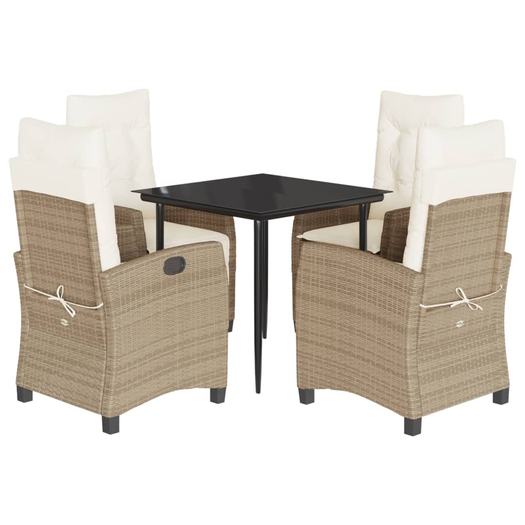 Spisebordssæt Til Haven 9 Dele Med Hynder Polyrattan Beige