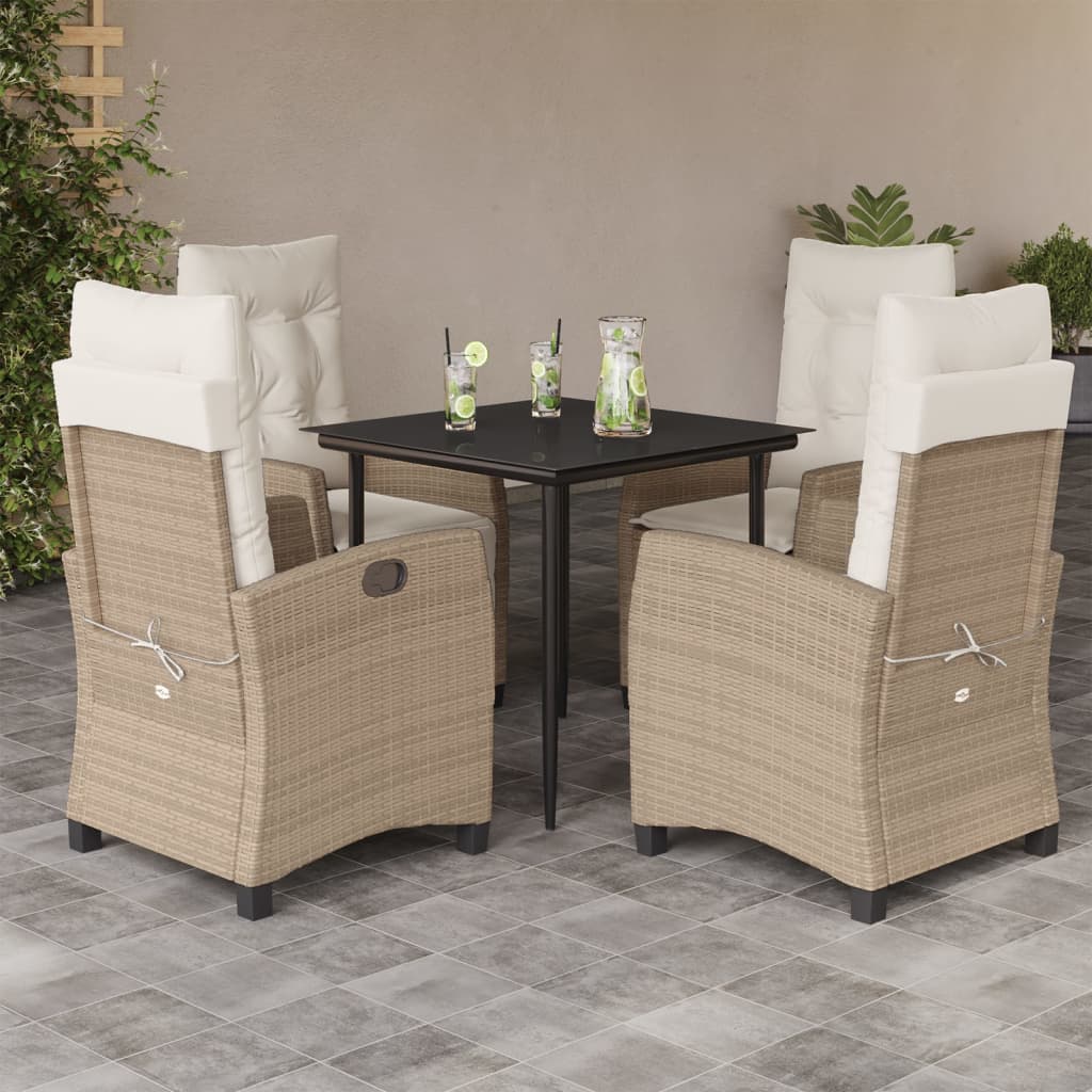 Spisebordssæt Til Haven 9 Dele Med Hynder Polyrattan Beige