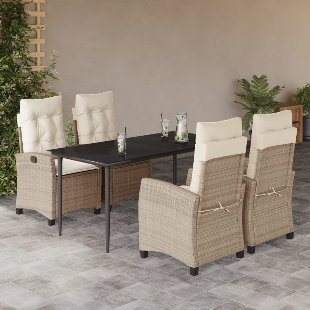 Spisebordssæt Til Haven 9 Dele Med Hynder Polyrattan Beige