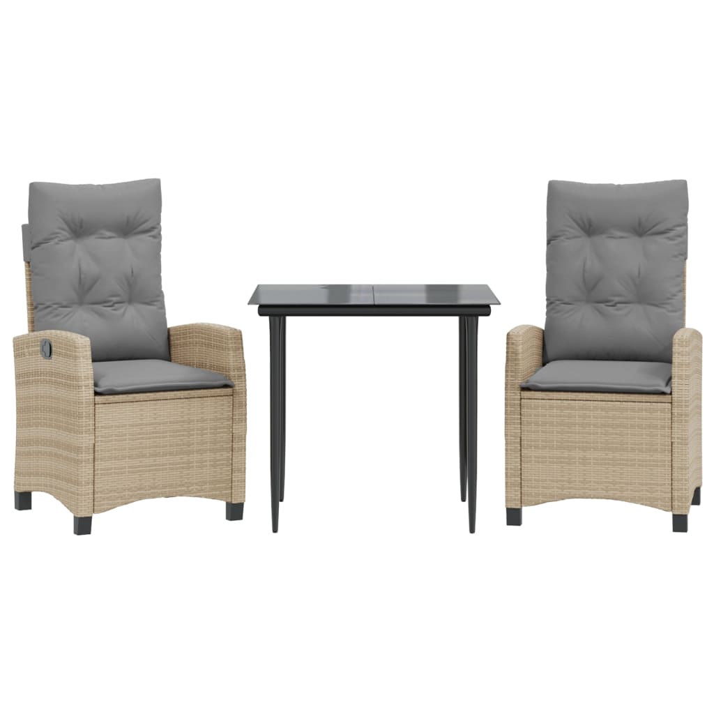 Spisebordssæt Til Haven 5 Dele Med Hynder Polyrattan Beige