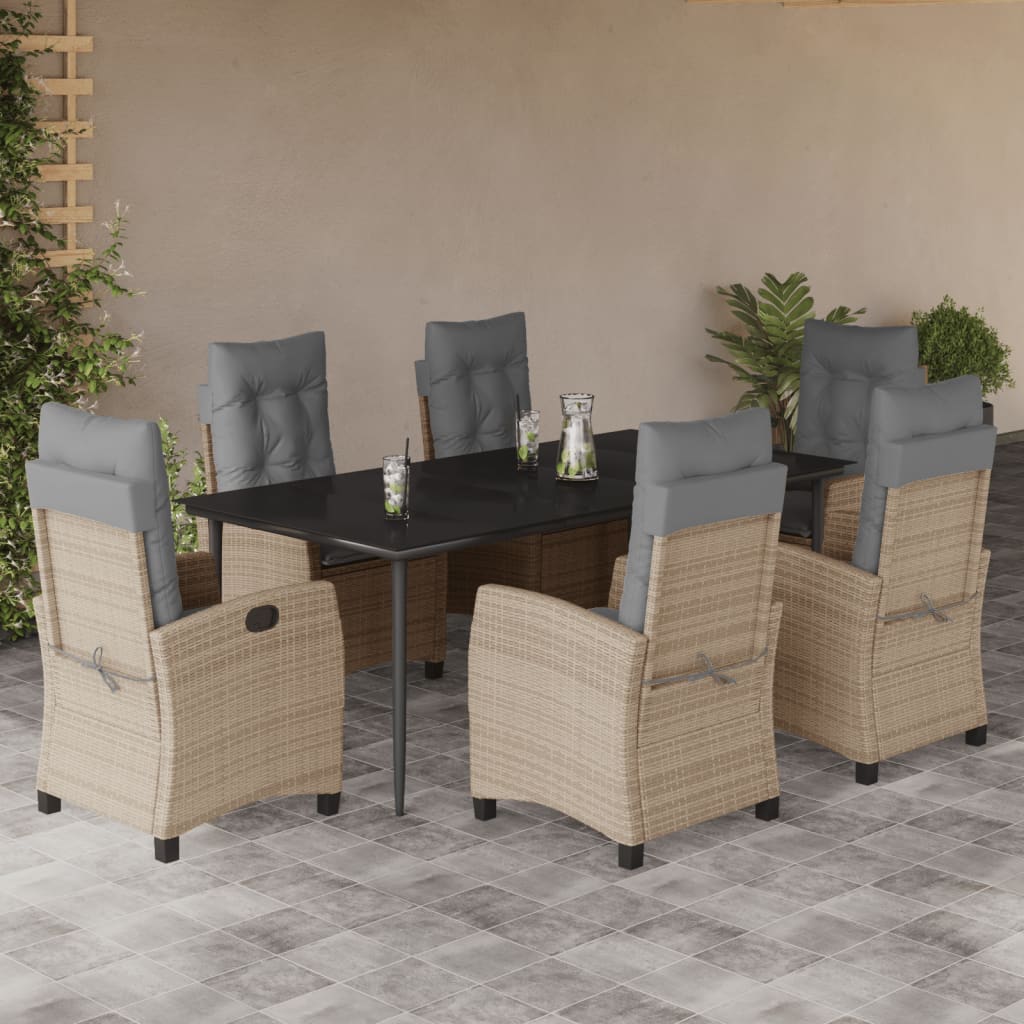 Spisebordssæt Til Haven 5 Dele Med Hynder Polyrattan Beige