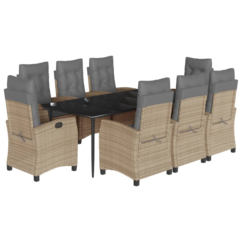 Spisebordssæt Til Haven 5 Dele Med Hynder Polyrattan Beige