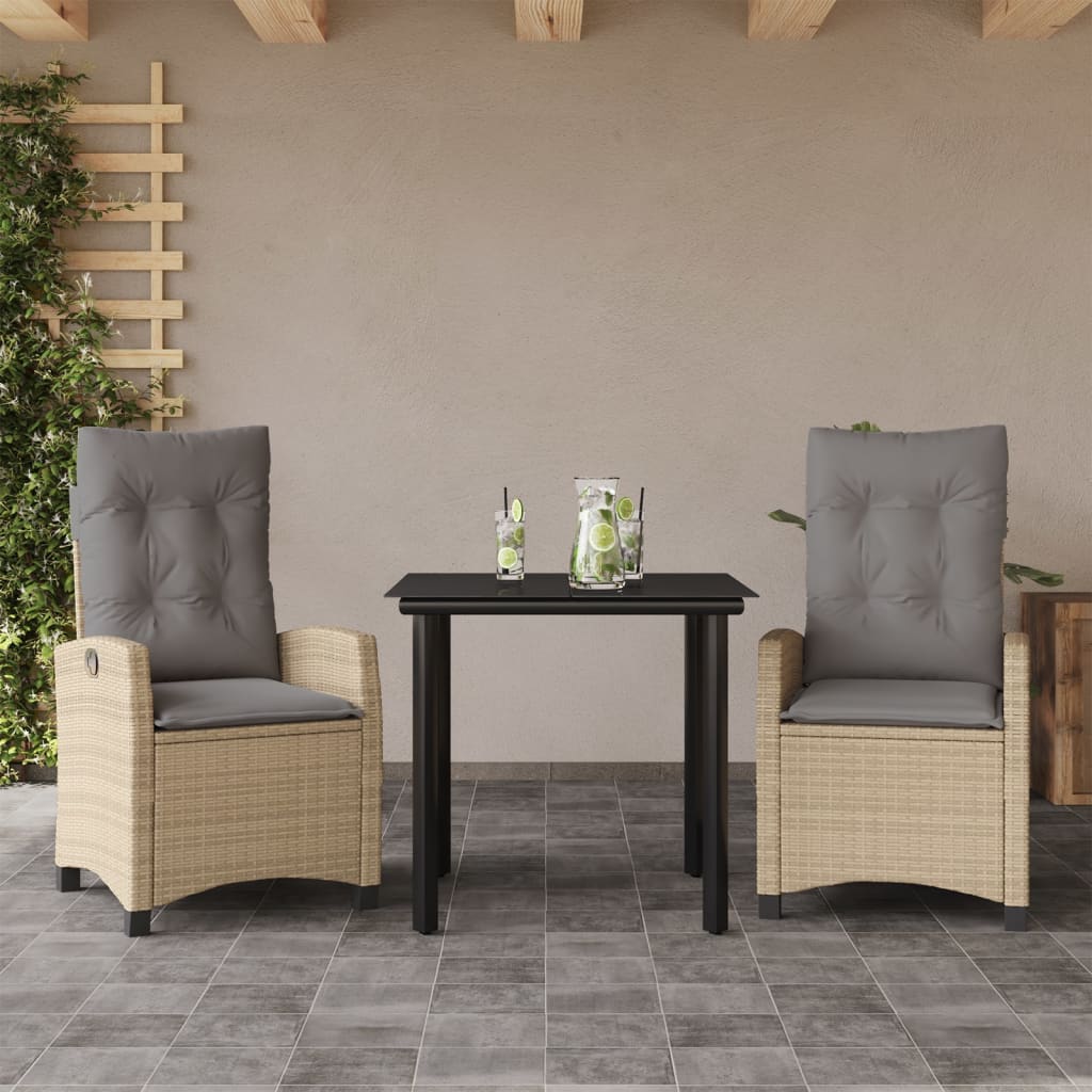 Spisebordssæt Til Haven 5 Dele Med Hynder Polyrattan Beige