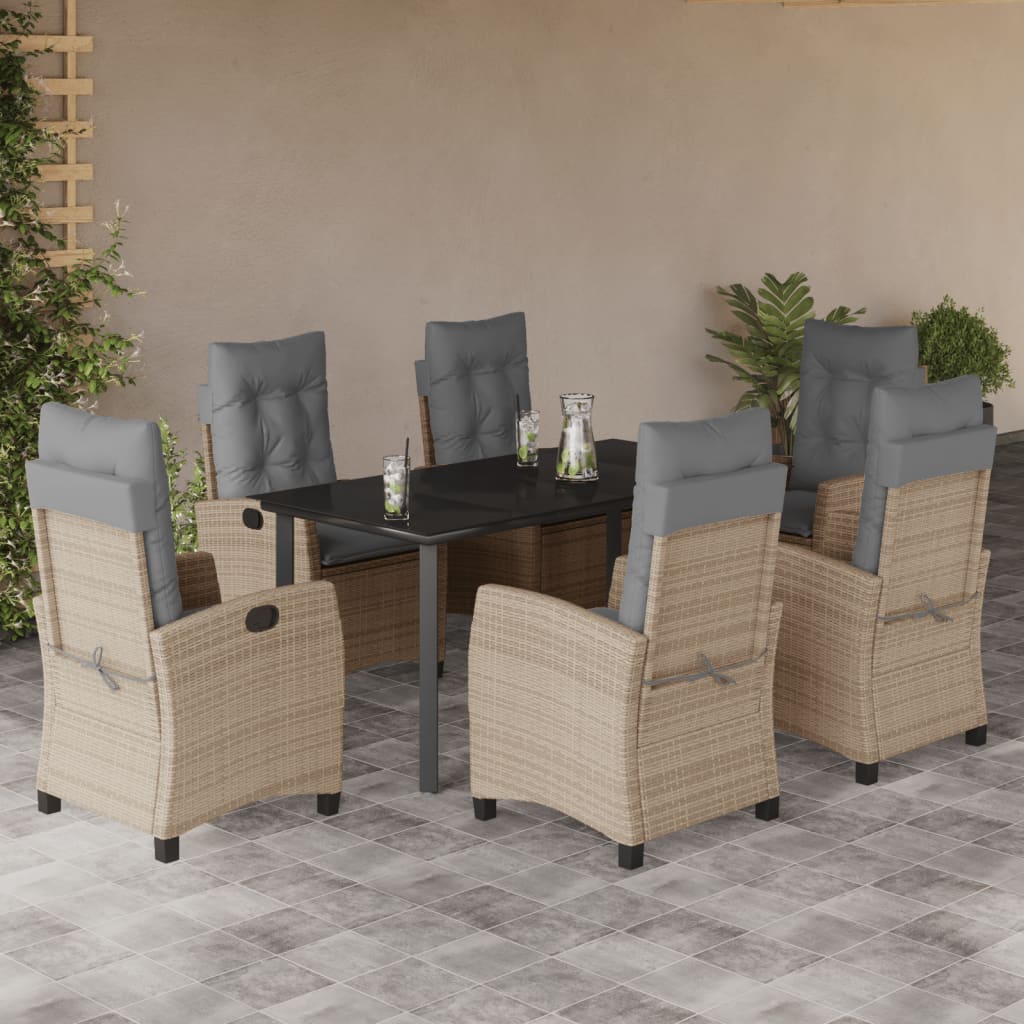 Spisebordssæt Til Haven 5 Dele Med Hynder Polyrattan Beige