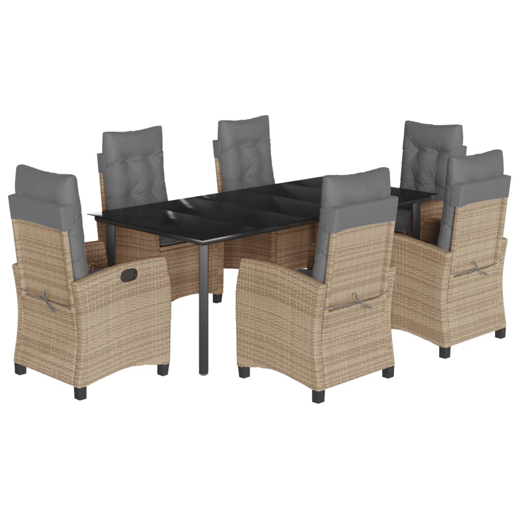 Spisebordssæt Til Haven 5 Dele Med Hynder Polyrattan Beige