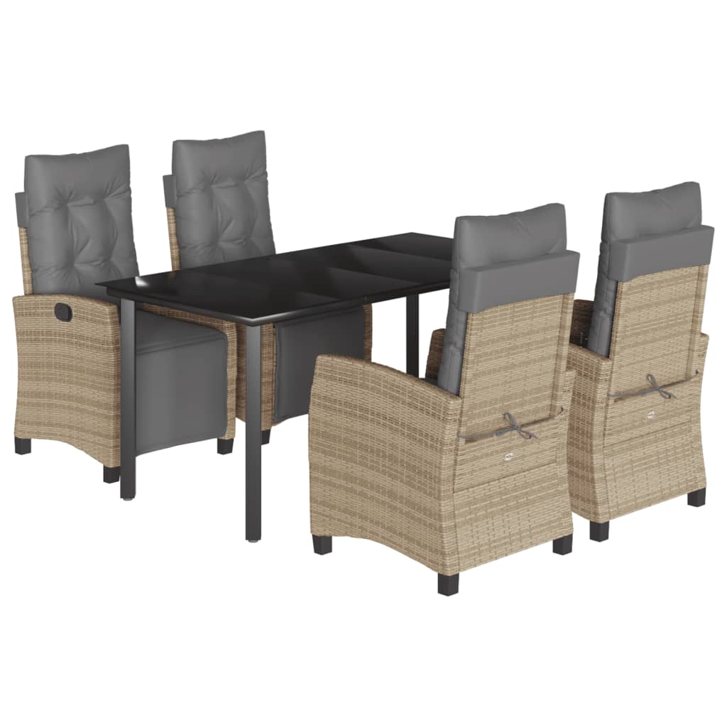 Spisebordssæt Til Haven 9 Dele Med Hynder Polyrattan Beige