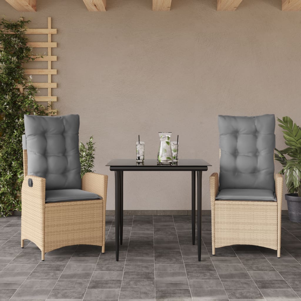 Spisebordssæt Til Haven 5 Dele Med Hynder Polyrattan Beige