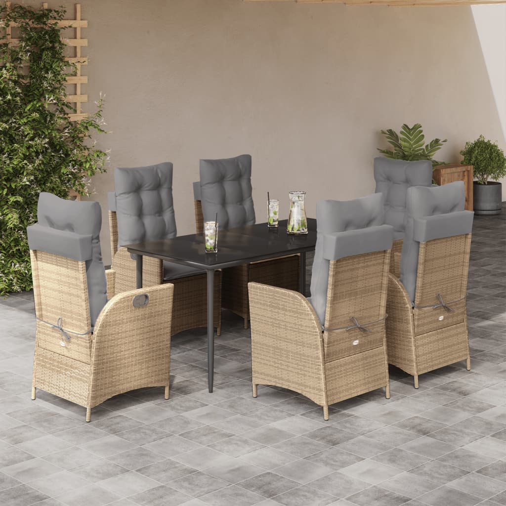 Spisebordssæt Til Haven 5 Dele Med Hynder Polyrattan Beige