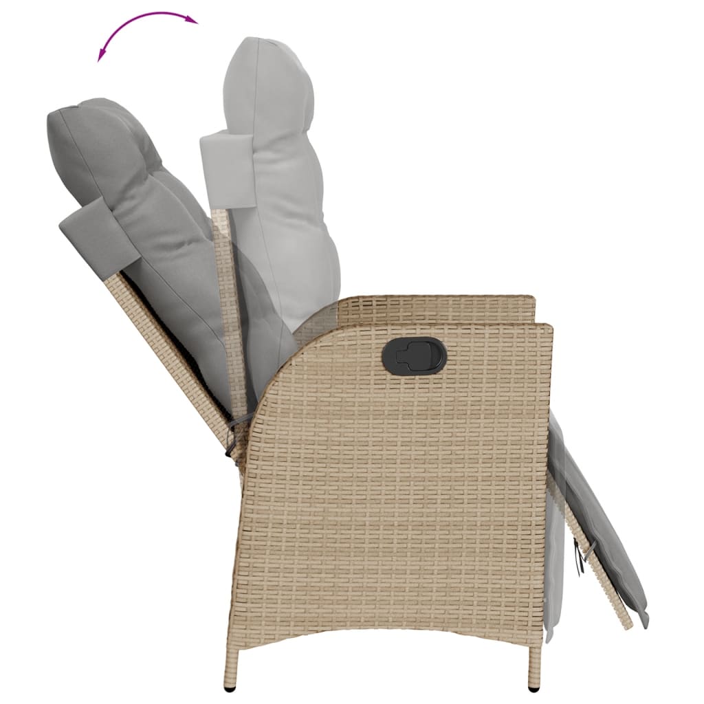 Spisebordssæt Til Haven 5 Dele Med Hynder Polyrattan Beige