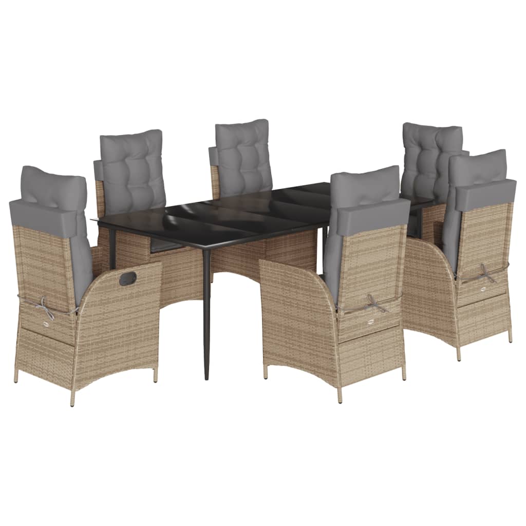 Spisebordssæt Til Haven 5 Dele Med Hynder Polyrattan Beige