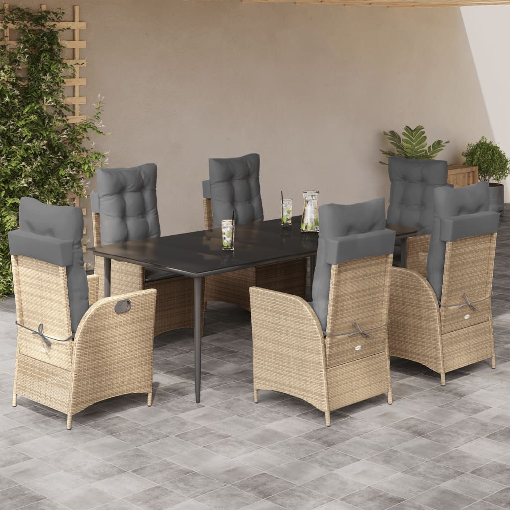 Spisebordssæt Til Haven 5 Dele Med Hynder Polyrattan Beige