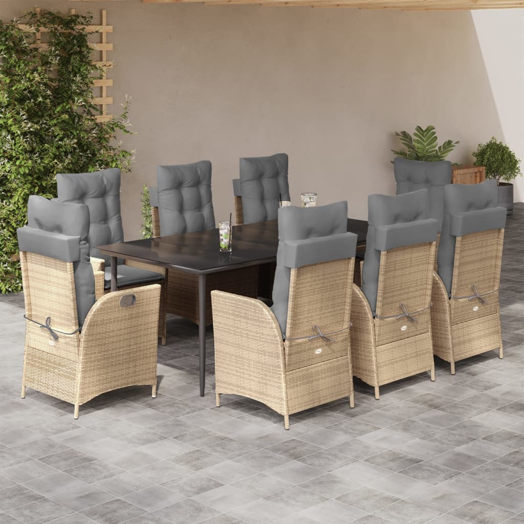 Spisebordssæt Til Haven 5 Dele Med Hynder Polyrattan Beige