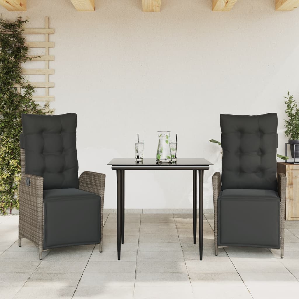 Spisebordssæt Til Haven 5 Dele Med Hynder Polyrattan Grå