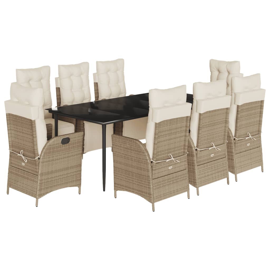 Spisebordssæt Til Haven 5 Dele Med Hynder Polyrattan Beige