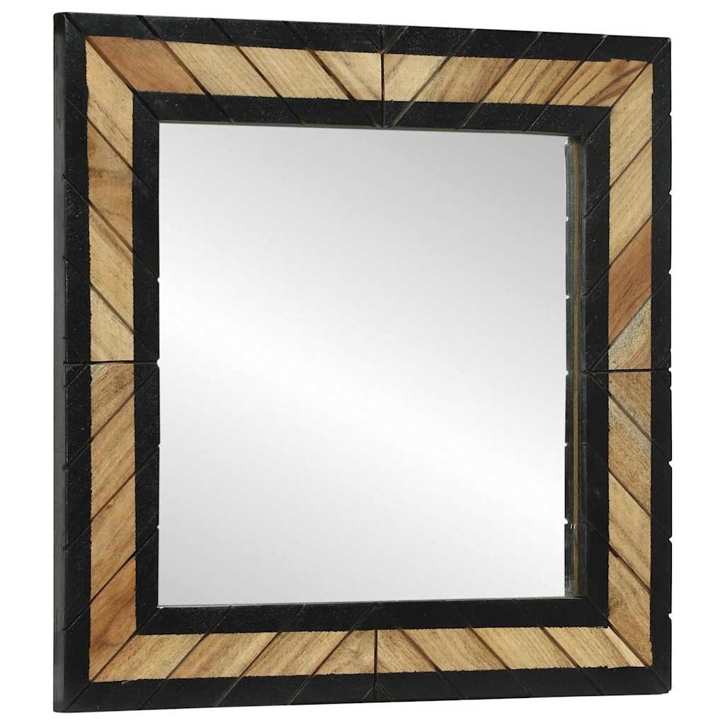 Spejl Med Spejl Sort Og Brunt 50 X 2 X 50 Cm Massivt Træ Akacie - Hovedbillede
