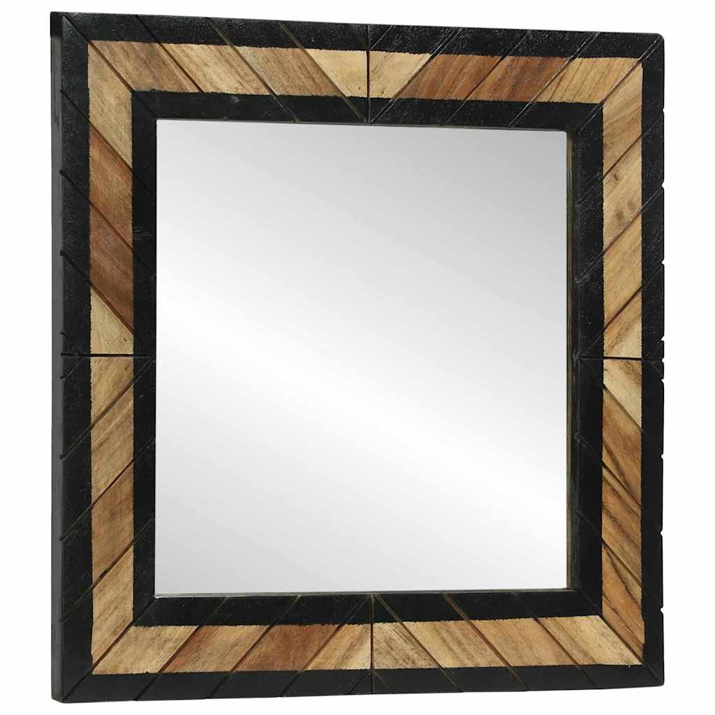 Spejl Med Spejl Sort Og Brunt 50 X 2 X 50 Cm Massivt Træ Akacie - Billede 2