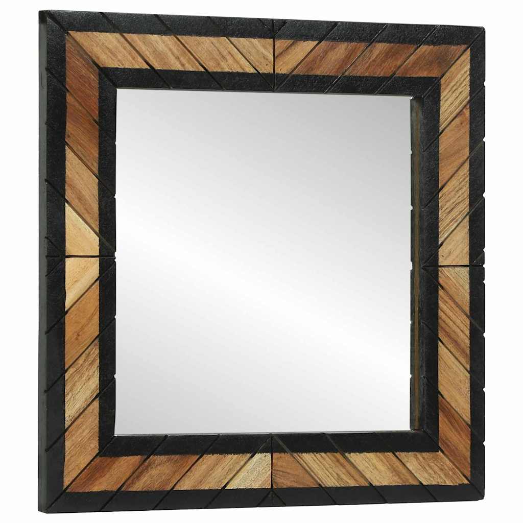 Spejl Med Spejl Sort Og Brunt 50 X 2 X 50 Cm Massivt Træ Akacie - Billede 3