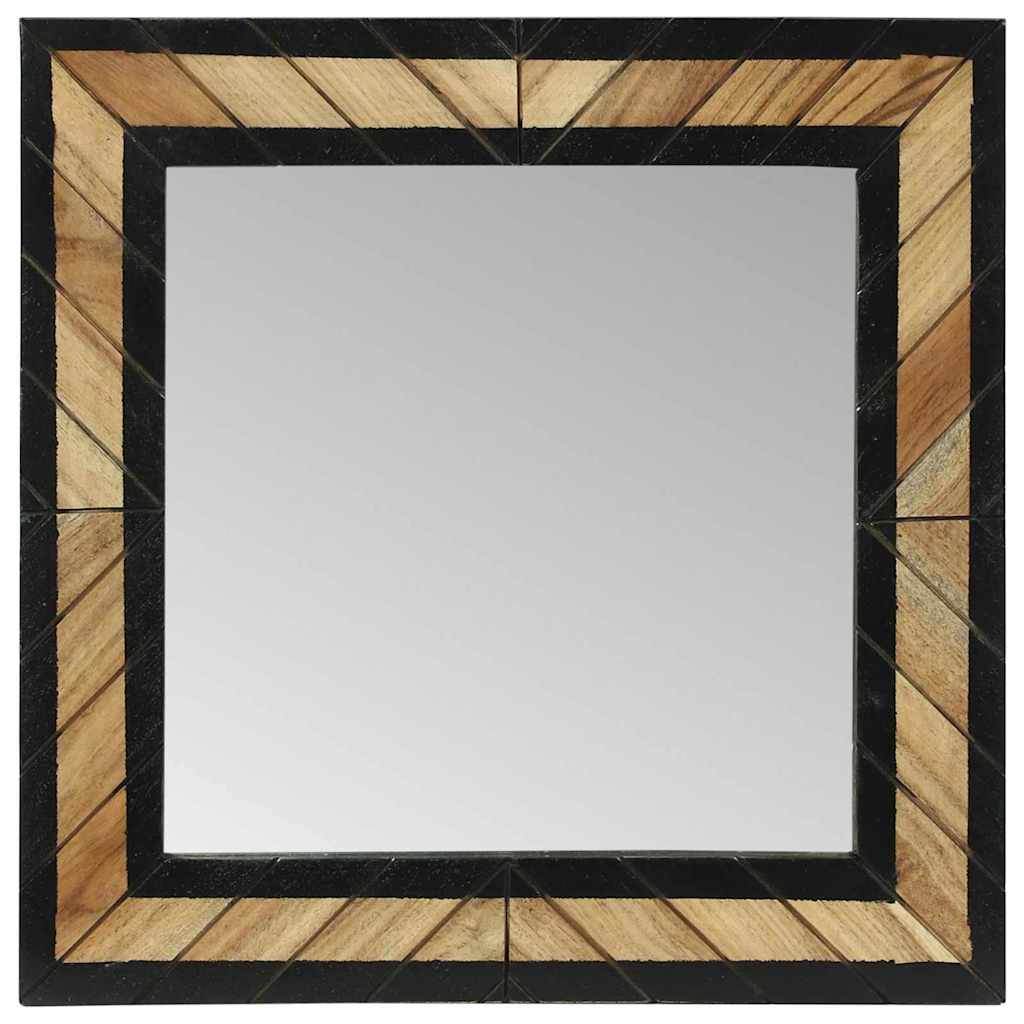 Spejl Med Spejl Sort Og Brunt 50 X 2 X 50 Cm Massivt Træ Akacie - Billede 4
