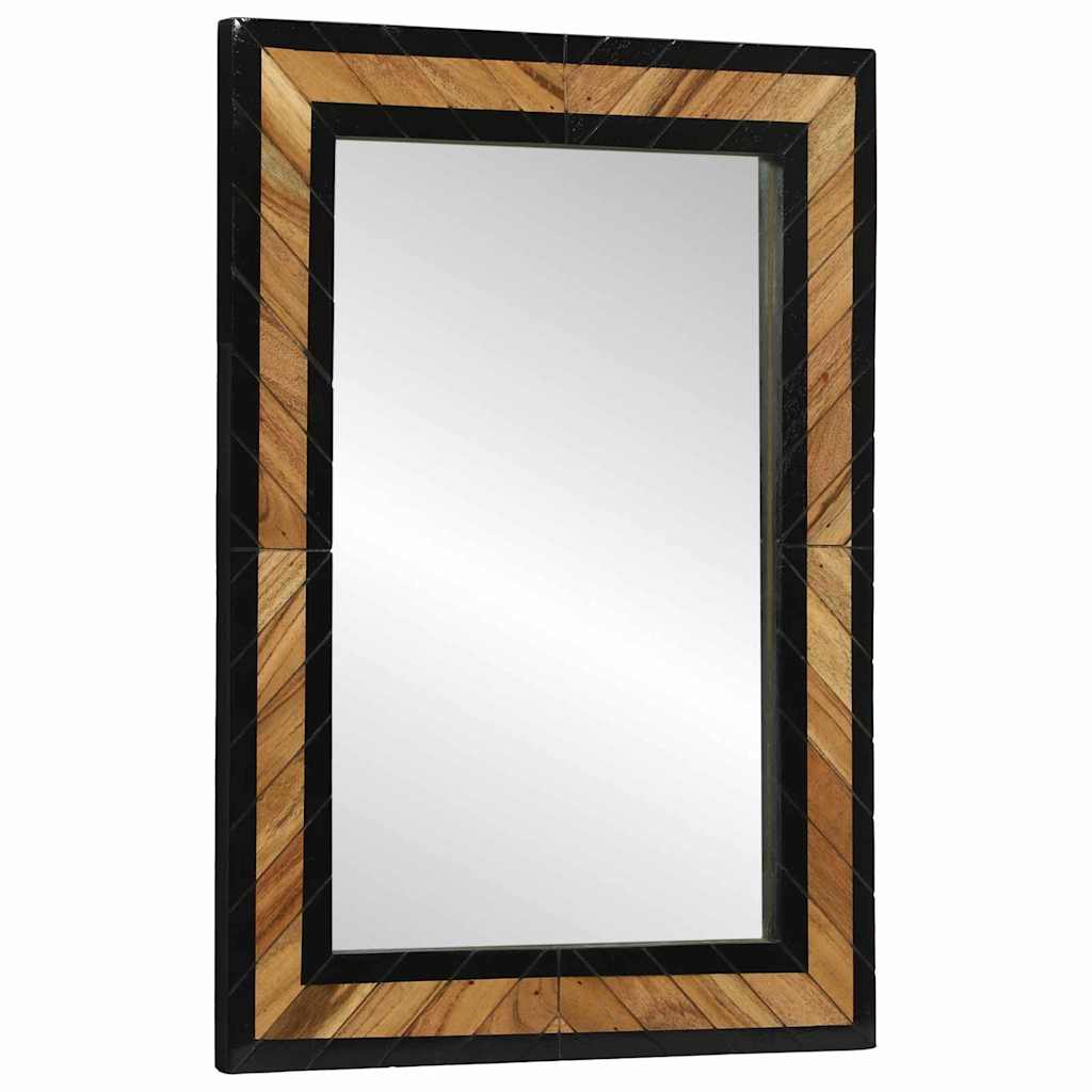 Spejl Med Spejl Sort Og Brunt 70 X 2 X 70 Cm Massivt Træ Akacie - Hovedbillede