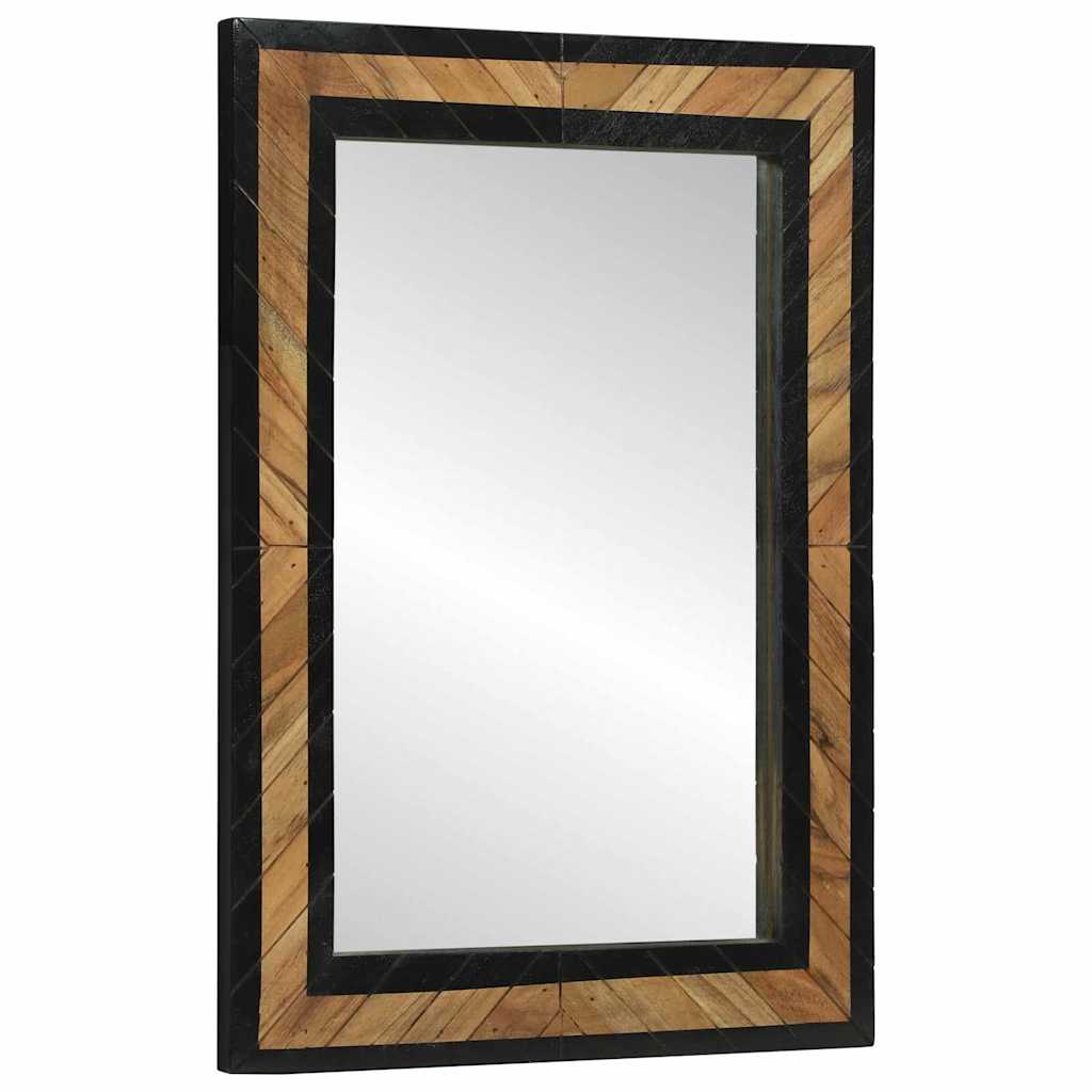 Spejl Med Spejl Sort Og Brunt 70 X 2 X 70 Cm Massivt Træ Akacie - Billede 2