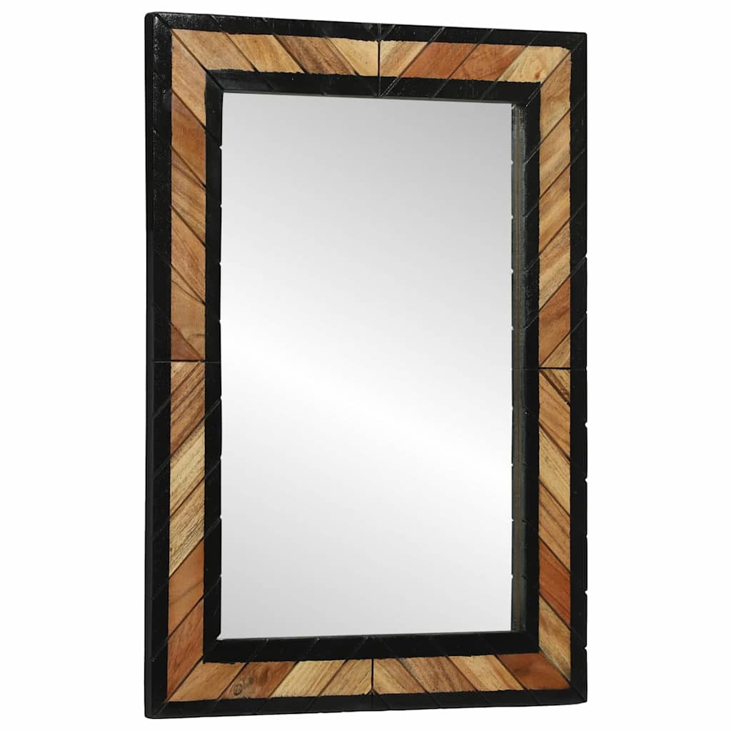 Spejl Med Spejl Sort Og Brunt 70 X 2 X 70 Cm Massivt Træ Akacie - Billede 3