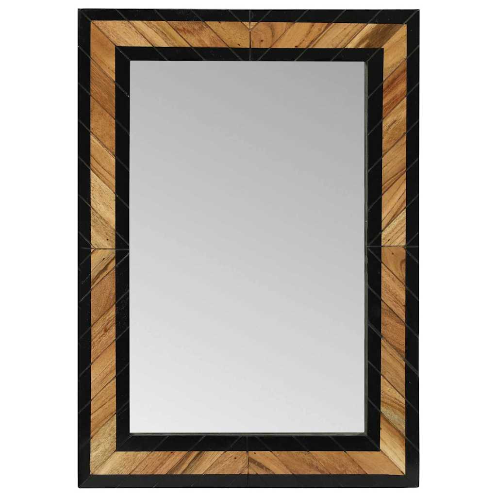 Spejl Med Spejl Sort Og Brunt 70 X 2 X 70 Cm Massivt Træ Akacie - Billede 4
