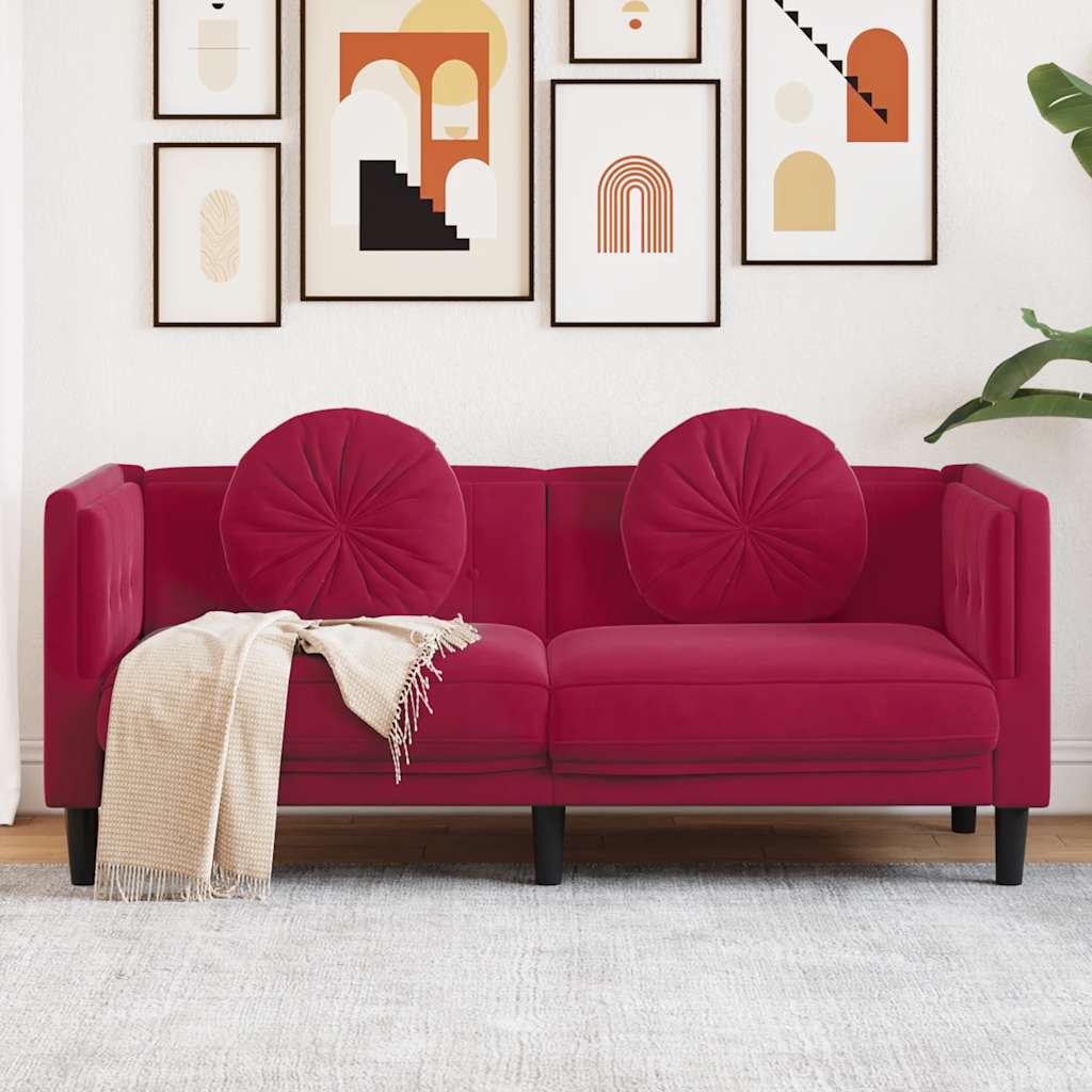 2-personers Sofa Med Hynder Velour - Variant 372636