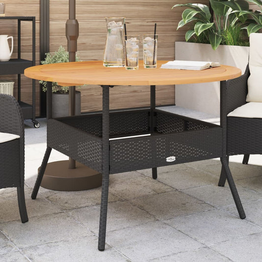 Havebord Med Akacietop Ø110X71 Cm Polyrattan