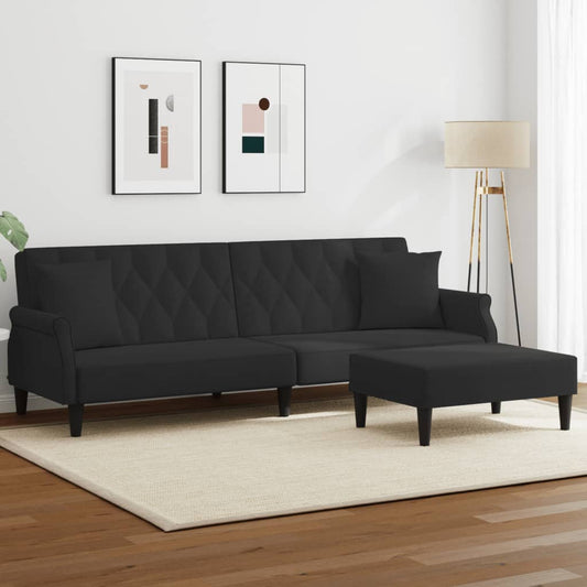 2-Personers Sovesofa Med Puder Og Fodskammel Velour