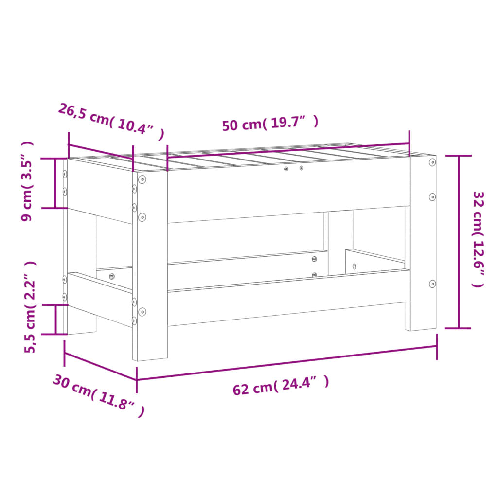 Haveskammel 62x30x32 Cm Massivt Fyrretræ
